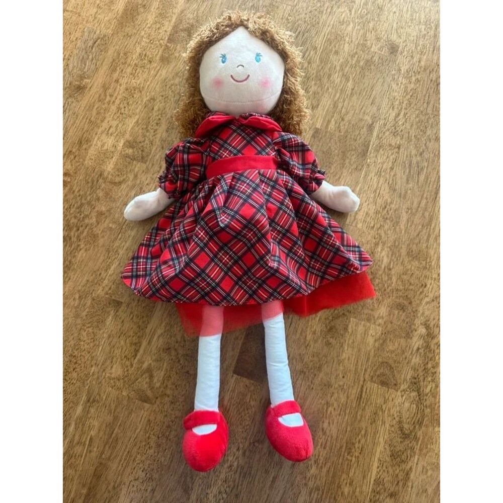 Ganz Faith Rag Doll 20” Red Plaid Tartan Holiday Dress